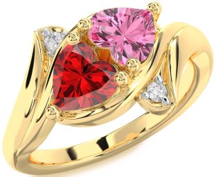 Diamond Gold Two Heart Promise Ring
