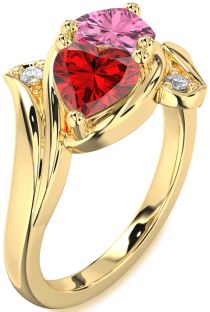 Diamond Gold Two Heart Promise Ring