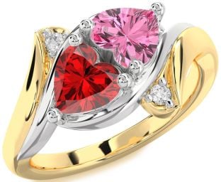 Diamond Platinum & Yellow Gold Two Heart Promise Ring