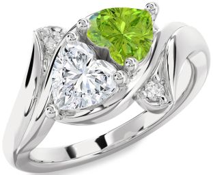 Diamond Silver Two Heart Promise Ring