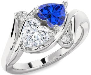 Diamond Silver Two Heart Promise Ring