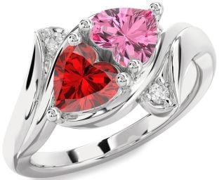 Diamond Platinum Two Heart Promise Ring