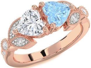Diamond Rose Gold Two Heart Promise Ring