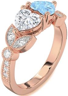 Diamond Rose Gold Two Heart Promise Ring