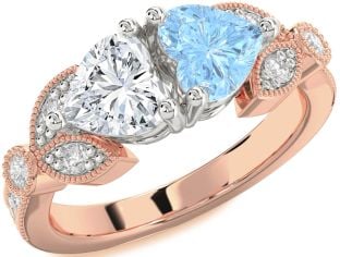 Diamond White Rose Gold Two Heart Promise Ring