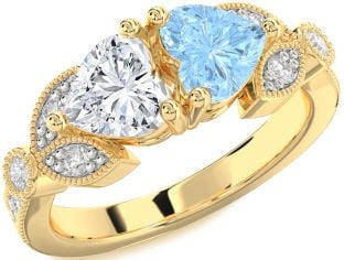Diamond Gold Two Heart Promise Ring