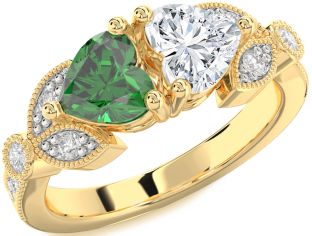 Diamond Gold Two Heart Promise Ring