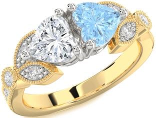 Diamond Platinum & Yellow Gold Two Heart Promise Ring