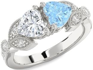 Diamond Platinum Two Heart Promise Ring