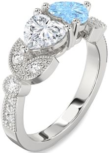 Diamond Platinum Two Heart Promise Ring
