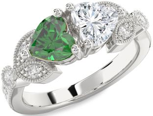 Diamond Silver Two Heart Promise Ring