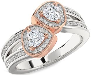 Diamond Platinum & Rose Gold Two Heart Ring