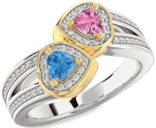 Diamond Platinum & Yellow Gold Two Heart Promise Ring