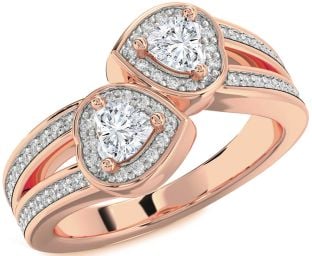 Diamond Rose Gold Two Heart Ring