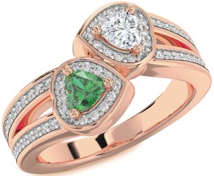 Diamond Rose Gold Two Heart Promise Ring