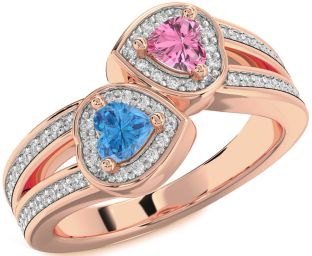 Diamond Rose Gold Two Heart Promise Ring