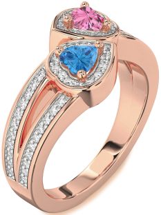 Diamond Rose Gold Two Heart Promise Ring