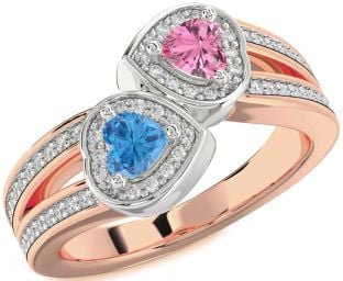 Diamond White Rose Gold Two Heart Promise Ring