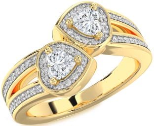 Diamond Gold Two Heart Ring