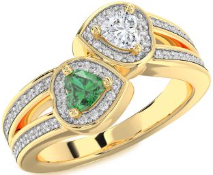 Diamond Gold Silver Two Heart Promise Ring