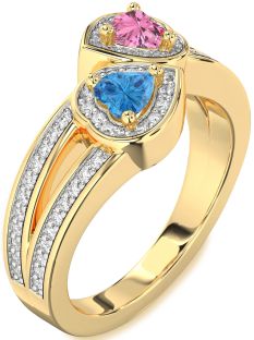 Diamond Gold Two Heart Promise Ring