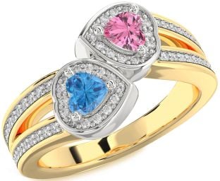 Diamond Platinum & Yellow Gold Two Heart Promise Ring