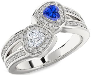 Diamond Silver Two Heart Promise Ring