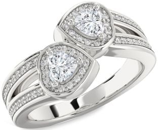 Diamond White Gold Two Heart Ring