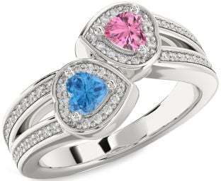 Diamond Platinum Two Heart Promise Ring