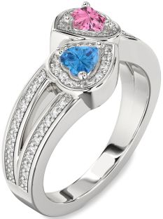 Diamond Platinum Two Heart Promise Ring