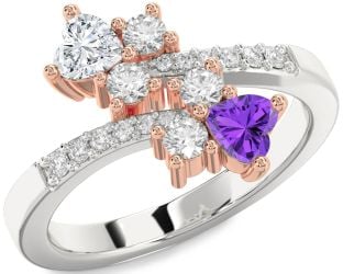 Diamond White Rose Gold Two Heart Promise Ring
