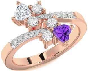 Diamond Rose Gold Two Heart Promise Ring