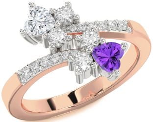 Diamond White Rose Gold Two Heart Promise Ring