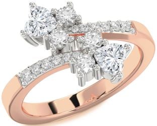 Diamond Platinum & Rose Gold Two Heart Ring
