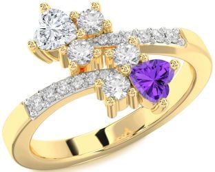 Diamond Gold Two Heart Promise Ring