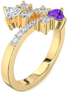 Diamond Gold Two Heart Promise Ring