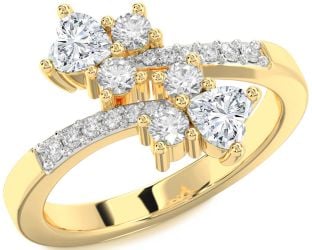 Diamond Gold Two Heart Ring