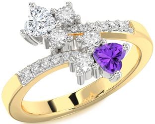 Diamond Platinum & Yellow Gold Two Heart Promise Ring