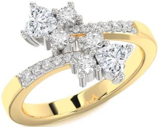 Diamond Platinum & Yellow Gold Two Heart Ring