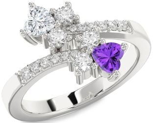 Diamond Platinum Two Heart Promise Ring