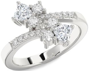 Diamond Platinum Two Heart Ring