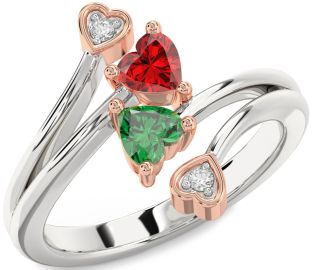 Diamond White Rose Gold Two Heart Promise Ring