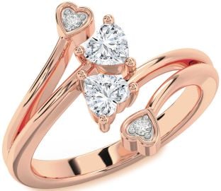 Diamond Rose Gold Two Heart Ring
