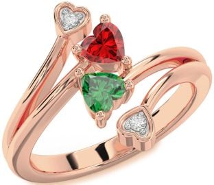 Diamond Rose Gold Two Heart Promise Ring
