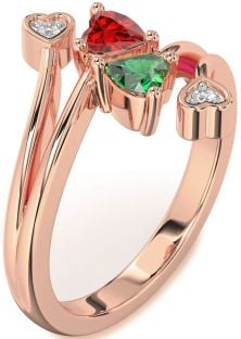 Diamond Rose Gold Two Heart Promise Ring