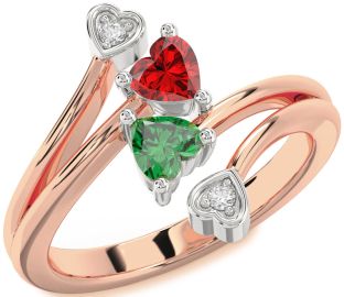 Diamond White Rose Gold Two Heart Promise Ring
