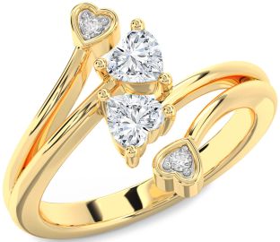 Diamond Gold Two Heart Ring