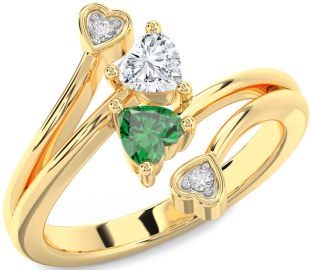 Diamond Gold Two Heart Promise Ring