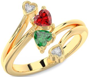 Diamond Gold Two Heart Promise Ring