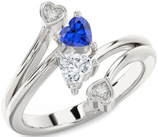 Diamond Silver Two Heart Promise Ring